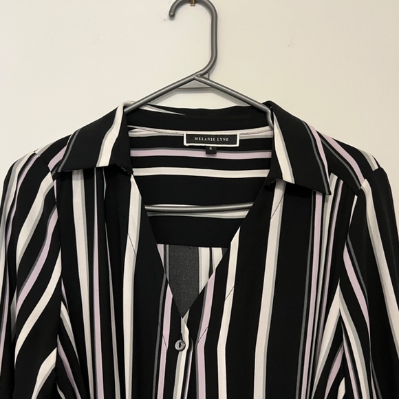 Melanie Lyne Striped Belted Midi Shirt Dress Size 6 - Picture 6 of 12